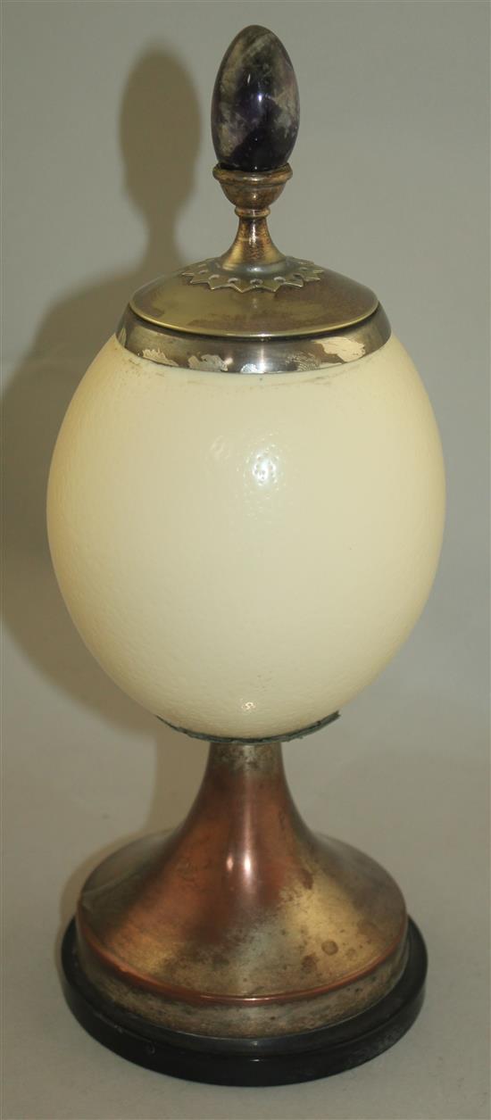 Anthony Redmile. An ostrich egg vase and cover, 11.75in.